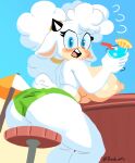 absurd_res alcohol anthro areola beverage big_areola big_breasts big_butt big_nipples bikini bikini_bottom blue_eyes blush blush_lines bovid breasts butt caprine chair clothed clothing cocktail cocktail_glass container cup digital_media_(artwork) drinking_glass dumbarts embarrassed female food fruit fur furniture genitals glass glass_container glass_cup hair hi_res holding_beverage holding_cocktail_glass holding_container holding_cup holding_drinking_glass holding_object horn huge_breasts huge_butt idw_publishing lanolin_the_sheep_(sonic) lemon looking_at_viewer looking_back mammal nipples nude on_chair open_mouth panties plant puffy_nipples sega sheep simple_background sitting sitting_on_chair solo sonic_the_hedgehog_(comics) sonic_the_hedgehog_(idw) sonic_the_hedgehog_(series) swimwear tail thick_thighs tongue topless two-piece_swimsuit underwear white_body wool_(fur)