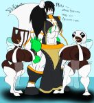 anthro big_breasts black_hair breasts brown_body choco-shadow choco_mushroom clothing eyewear female generation_3_pokemon genitals glasses group hair heartless huge_breasts kingdom_hearts male nintendo pokemon pokemon_(species) pokemorph riku9797 riku_(riku9797) shortstack square_enix trio vulva white_body white_mushroom_(kingdom_hearts) zangoose