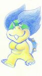 2024 anthro biped blue_eyes blue_hair blue_shell bracelet buckteeth claws closed_smile colored_pencil_(artwork) crossed_arms dragon_koopa fangs featureless_crotch hair jewelry koopa koopaling ludwig_von_koopa male mario_bros mouth_closed nintendo nude ribbon1984 scalie shell simple_background smile solo spiked_bracelet spikes teeth toe_claws traditional_media_(artwork) white_background yellow_body