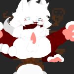 1:1 3_toes ambiguous_gender anthro armwear balls blue_eyes blush bodily_fluids butt chest_tuft clothing digital_media_(artwork) duo eating_feces enjoying_the_go erection feces feces_in_mouth feet fur genitals goo_creature hair legwear looking_down looking_down_at_another male male_pooping nipples open_mouth open_smile pawpads penis pink_pawpads pixel_(artwork) pooping pooping_in_mouth red_armwear red_clothing red_legwear scatplay skunkyx3 smile spread_legs spreading stink_fumes sweat tail toes tuft white_body white_fur white_hair