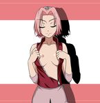  bike_shorts breasts forehead_protector haruno_sakura highres kakkii naruto naruto_(series) naruto_shippuuden pink_hair short_hair solo 