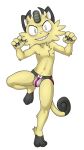 4_fingers absurd_res alpha_channel anthro bottomwear bulge claws clothed clothing digital_media_(artwork) dipstick_tail domestic_cat felid feline felis fingers full-length_portrait fur galarian_form galarian_meowth generation_1_pokemon generation_8_pokemon grey_eyes hi_res jockstrap jockstrap_only male mammal markings meowth nintendo nipples on_one_leg pawpads pokemon pokemon_(species) portrait raccoon_merchant regional_form_(pokemon) sharp_teeth shiny_pokemon simple_background smile solo standing tail tail_markings tan_body tan_fur teeth topless topless_male transparent_background underwear underwear_only