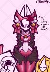 angry antennae_(anatomy) anthro arthropod bell bell_collar bodily_fluids bottomwear bra breasts cat_ear_headband cat_ear_panties cat_keyhole_bra cat_lingerie cleavage_cutout clothing cococrab collar cross-popping_vein crying_laughing cutout digital_drawing_(artwork) digital_media_(artwork) disembodied_head ear_piercing ear_ring english_text fake_tail female fur_clothing gesture group hand_gesture hollow_knight:_silksong hollow_knight_(franchise) hornet_(hollow_knight) jingle_bell jingle_bell_collar keyhole_bra keyhole_clothing keyhole_underwear lace_(hollow_knight:_silksong) laugh legwear lingerie narrowed_eyes panties piercing pointing pointing_at_another ring_piercing shakra_(hollow_knight:_silksong) signature simple_background small_waist standing tail team_cherry tears text thigh_highs topwear trio underwear