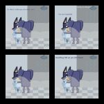 1:1 absurd_res adult_(lore) aged_up anthro australian_cattle_dog bathing bathroom bird_dog blue_body bluey_(series) bluey_heeler broken_pixel canid canine canis cattledog caught_in_the_act comic dialogue digital_media_(artwork) domestic_dog duo fanfiction female glass_wall grey_background grey_wall grin heart_eyes heart_symbol herding_dog hi_res holding_shoulder holding_wrist hunting_dog imminent_sex jean-luc_(bluey) kiss_on_lips kissing labrador male male/female mammal open_mouth pastoral_dog pixel_(artwork) purple_body retriever shower showering showering_together simple_background smile steam teeth three-quarter_view
