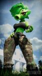 3d_(artwork) 9:16 absurd_res blender_(artwork) clothed clothing digital_media_(artwork) electronic_arts elemental_creature elemental_humanoid female female_focus flora_fauna freckles grass green_body green_hair hair half-closed_eyes hand_on_hip hand_reaching hi_res humanoid leaf leaf_hair looking_at_viewer narrowed_eyes nature open_mouth outside peablaze_(leafpaw) peashooter_(pvz) piercing plant plant_hair plant_humanoid plants_vs._zombies popcap_games pseudo_hair solo v0ltagef0x watermark yellow_eyes