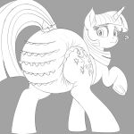 1:1 big_diaper clothed clothing cutie_mark diaper diaper_fetish equid equine eyebrows female feral friendship_is_magic frilly frilly_diaper hasbro hi_res hooves horn mammal monochrome my_little_pony mythological_creature mythological_equine mythology nineplusten question_mark solo twilight_sparkle_(mlp) unicorn wearing_diaper