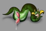 2_penises animal_genitalia bodily_fluids cloaca cloacal_penis excessive_genital_fluids excessive_precum feral generation_5_pokemon genital_fluids genital_slit genitals glistening glistening_body green_body jamecr male multi_genitalia multi_penis nintendo penis pokemon pokemon_(species) precum reptile scalie serpentine serperior shadow simple_background snake solo tapering_penis