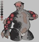 2026 absurd_res anthro beard belly body_hair bulge chest_hair clothed clothing digital_media_(artwork) domestic_pig ear_piercing facial_hair fingers fur grey_background grey_body hair happy_trail hi_res male male_anthro mammal nipples one_eye_closed piercing ramahuro ring_piercing simple_background slightly_chubby smile solo suid suine sus_(pig) tattoo teeth topless tuft underwear
