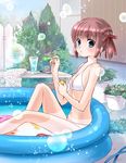  bikini blue_eyes brown_hair bubble glass original sakuragi_akira short_hair solo swimsuit twintails wading_pool 