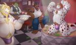 5:3 anthro asgore_dreemurr balls bar_stool bartender bear beard belt beverage blonde_hair bovid bow_tie bulge caprine claws cocktail_glass container cup drinking_glass erection eyewear facial_hair feet furniture genitals glans glass glass_container glass_cup glasses goat group hair inviting kneeling leather long_ears looking_at_viewer male mammal money mustache nipples open_mouth pawpads penis pole radonryu reptile scalie sitting standing stool strip_club stripper_pole toe_claws toes undertale_(series)