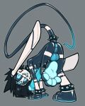 3_eyes 4:5 accessory all_fours ambiguous_gender anklet anthro anus balls big_ears black_hair bracelet breasts bunnyshaped collar feet foot_focus foreskin furgonomics genitals glowing glowing_anus glowing_balls glowing_eyes glowing_genitalia glowing_pawpads glowing_penis hair hi_res humanoid_genitalia humanoid_penis jewelry lagomorph latex legband leporid long_penis machine mammal mio_(bunnyshaped) multi_eye multicolored_body nipple_piercing nipples pawpads paws penis piercing rabbit robot solo spiked_anklet spiked_bracelet spiked_collar spiked_legband spiked_tailband spikes stripes tail tail_accessory tailband white_stripes