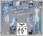 2026 3_toes 4_fingers 6:5 absurd_res aleksikashvets anthro arm_markings arm_tuft artist_name biped black_toe_claws blue_body blue_finger_claws blue_fur blue_hair blue_markings blue_tail_tip braided_hair breast_tuft butt canid canine canine_nose canis chest_markings chest_tuft claws countershading crystal crystal_hair crystal_tail dated digital_drawing_(artwork) digital_media_(artwork) dipstick_tail elbow_tuft english_description english_text eyebrows eyelashes facial_markings facial_tuft fang_out fangs feet female female_anthro finger_claws fingers flat_colors fluffy fluffy_chest front_view fur genitals genshin_impact grey_body grey_countershading grey_fur grey_hair grey_nose hair hair_jewelry hand_markings hand_on_hip head_markings hi_res ice ice_crystal ice_hair irina_(genshin_impact) iryna_(genshin_impact) leg_markings long_hair long_tail mammal markings mihoyo model_sheet multicolored_body multicolored_fur multicolored_hair npc nude nude_female pawpads paws pink_pawpads pink_vulva pupils rear_view shoulder_tuft simple_background slit_pupils snout solo standing tail tail_markings teeth text thigh_markings toe_claws toes tuft video_game_character volkodlak_(genshin_impact) voywolf_hunter vulva white_sclera wolf yellow_eyes