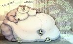 after_vore anthro belly big_belly bone canid canine canis death digestion english_text fatal_vore fur grey_body grey_fur hi_res huge_belly lukoi male male_pred mammal moobs morbidly_obese morbidly_obese_male multiple_prey obese obese_male overweight overweight_male rumbling_stomach same_size_vore skull text vore weight_gain wolf