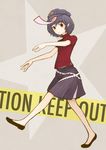  aoyagi_neko bad_id bad_pixiv_id blue_hair brown_eyes hat jiangshi miyako_yoshika ofuda outstretched_arms short_hair skirt solo star touhou walking zombie_pose 