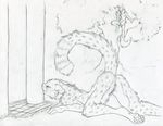  all_fours ass_up cheetah feline female lying mammal nude on_front outside pussy raised_tail ruaidri sketch tail tree voyeur wood 