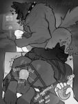 3:4 ambiguous_gender anal anal_masturbation anal_penetration anal_toy anthro apzapuru backsack ball_gag balls blush bound breath butt canid canine collar dialogue duo gag genitals good_boy hi_res human male male/ambiguous male_penetrated mammal masturbation moan monochrome multiple_angles mythological_canine mythological_creature mythology nude object_in_ass penetration penis penis_on_face presenting presenting_hindquarters sex_toy sex_toy_in_ass sex_toy_insertion spiked_collar spikes tongue tongue_out vibrator vibrator_in_ass warning_sign watermark werecanid werecanine werecreature werewolf