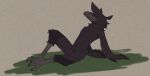 anthro avian baxtersmaws beak bird casual_nudity chest_tuft corvid corvus_(genus) crow eyes_closed feathers feet genitals hi_res humanoid_genitalia humanoid_penis knee_tuft leaning leaning_backward leg_tuft male nokesh nude_male oscine passerine penis relaxing solo tail tail_feathers talons toes tuft winged_arms wings