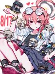  @_@ ahoge akane_(blue_archive) akane_(school_uniform)_(blue_archive) animal_ears aris_(blue_archive) asuna_(blue_archive) asuna_(school_uniform)_(blue_archive) bandaid bandaid_on_knee bandaid_on_leg black_skirt black_socks black_suit blue_archive blue_cardigan blue_eyes blue_halo blue_skirt blush bracelet braid brown_cardigan cardigan cellphone chibi_on_shoulder cleaning_&amp;_clearing_(blue_archive) commentary dated fox_ears frustrated gun halo happy headband highres holding_chibi hoodie_around_waist jewelry karin_(blue_archive) karin_(school_uniform)_(blue_archive) maruten_moko mole mole_under_eye multiple_girls neru_(blue_archive) neru_(school_uniform)_(blue_archive) orange_hair phone red_eyes rio_(blue_archive) seia_(blue_archive) shoes short_hair sig_mpx sig_sauer sitting skirt sleeves_rolled_up smirk sneakers socks submachine_gun suit sweatdrop toki_(blue_archive) toki_(school_uniform)_(blue_archive) untied_shoelaces untranslatable_commentary weapon white_background 
