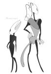 antennae_(anatomy) anthro arthropod backpack butt cranestring828 digital_drawing_(artwork) digital_media_(artwork) duo featureless_chest featureless_crotch female female/female flat_chested hi_res hollow_knight:_silksong hollow_knight_(franchise) hornet_(hollow_knight) line_art monochrome nude pose rear_view ring scroll segmented_body shakra_(hollow_knight:_silksong) signature simple_background source_request standing tail team_cherry unavailable_at_source wristband