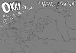 ahoge ambiguous_gender anthro arched_back arm_grab big_butt blush breasts butt deltarune dialogue duo ebonytea eye_roll eyebrows female female/ambiguous from_behind_position genitals grabbing_sheets hair heart_symbol hi_res human humanoid kris_dreemurr long_hair mammal moan monochrome non-mammal_hair nude penis pinned_arms pinned_to_bed reptile scalie sex simple_background sketch susie_(deltarune) tail text undertale_(series)