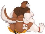 4:3 anthro bodily_fluids clothing defeated domination/submission duo executioner facesitting fight gyaku_ryona heel hi_res jobber jockstrap male male/male musk pain questionable_consent scootthecat sitting sitting_on_another sweat underwear wounded wrestling