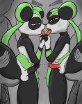abdominal_bulge absurd_res anal anal_penetration anthro balls bear big_penis bodily_fluids broken_clothing cryohazard femboy flexible foursome fur genital_fluids genitals giant_panda group group_sex hand_holding hi_res human human_on_anthro interspecies kissing leafan_(pal) looking_pleasured male male/male male_penetrated male_penetrating male_penetrating_male mammal multicolored_body multicolored_fur pal_(species) palworld penetration penile penile_penetration penis penis_in_ass pocketpair precum saliva sandwiched sex standing standing_sex yi_(cryohazard)