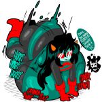 2025 after_vore alien alien_humanoid belly big_belly big_butt butt cronus_ampora duo female female_pred homestuck huge_belly humanoid latula_pyrope male male_prey ms_paint_adventures speech_bubble text troll_(homestuck) tuppenjskewer vore