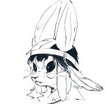 absurd_res accessory alex_the_narehate calm eye_markings fangs feathers fluffy fluffy_chest glowing glowing_eyes hair headband hi_res lagomorph long_ears long_hair looking_offscreen made_in_abyss maiconsandey male mammal markings narehate native_american_clothing simple_coloring sketch solo string teeth werecreature werelagomorph whiskers