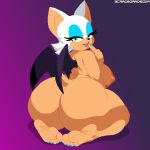 1:1 anthro bat bat_wings bedroom_eyes big_breasts big_butt blue_eyeshadow breasts butt cardboardsoda colored_nails digital_media_(artwork) eyelashes eyeshadow feet female fur green_eyes huge_butt kneeling lipstick looking_at_viewer looking_back looking_back_at_viewer makeup mammal membrane_(anatomy) membranous_wings nails narrowed_eyes nipples nude pixel_(artwork) rouge_the_bat seductive sega solo sonic_the_hedgehog_(series) tail thick_thighs white_body white_fur wings