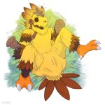 1:1 3_toes animal_mask animal_onesie avian avian_feet beak_mask bodily_fluids brown_body brown_feathers chocobo chocobo_costume clothed clothing costume dialogue diaper diaper_under_clothing diaper_under_onesie digital_drawing_(artwork) digital_media_(artwork) english_text feathers feces feet feet_up final_fantasy final_fantasy_xiv flax_(artist) footwear handwear head_feathers hi_res lying mask mittens on_back onesie paralysis pooping simple_background socks soiled_diaper soiling soiling_diaper square_enix sweat sweatdrop tail tail_feathers talons text toes unclean_diaper used_diaper using_diaper watermark wearing_diaper white_background yellow_body yellow_feathers yellow_onesie