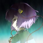  eyeball hairband heart iwako komeiji_satori looking_back purple_hair red_eyes short_hair solo third_eye touhou upper_body 