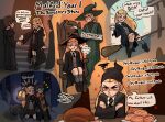  1boy 2girls anger_vein ball black_pants black_robe black_shoes blonde_hair blush bread broom broom_riding brown_hair canon_event chair commentary crossed_arms dog english_commentary food forest genderswap genderswap_(mtf) glasses green_eyes green_robe hand_grab harry_potter harry_potter_(series) harry_potter_and_the_philosopher's_stone hat highres hogwarts_school_uniform holding holding_ball holding_lantern holding_wand jonathan_p.t._arts lantern light_blush long_hair malfoid mature_female minerva_mcgonagall multiple_girls nature pants robe scared scarf school_uniform shoes silhouette sitting socks sorting_hat wand wizard_hat wizarding_world 