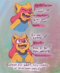 2026 alternate_color ambiguous_gender anthro breasts dialogue digital_media_(artwork) domestic_cat english_text eyes_closed fangs featureless_breasts felid feline felis fur generation_4_pokemon growling hi_res hybrid limp_wrist looking_at_another looking_up looking_up_at_another mammal meow multicolored_body multicolored_fur nintendo nonbinary_(lore) offscreen_character open_mouth pleading_eyes pokemon pokemon_(species) ray_karr ray_karr_riolu_(ray_karr) riolu sequence simple_background small_breasts smile solo solo_focus speech_bubble teeth text tongue trans_(lore) whisker_spots whiskers