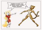 2025 3_toes 4_fingers animaniacs anthro barbara_ann_minerva barefoot biped black_lips black_nose blonde_hair blue_pupils border breasts cheetah cheetah_(dc) clothed clothed_anthro clothed_female clothing countershade_fur countershade_torso countershading curvy_figure dialogue dress duo english_description english_text exclamation_point eyebrows eyelashes featureless_breasts featureless_crotch feet felid feline female female_anthro fingers fully_clothed fully_clothed_anthro fully_clothed_female fur gesture green_pupils hair hand_gesture hi_res hourglass_figure humor lips looking_at_another mammal markings minerva_mink mink mustelid musteline name_in_dialogue nude nude_anthro nude_female open_mouth pink_nose pointing pointing_at_another pointing_at_each_other pupils red_clothing red_dress same_name shared_speech_bubble simple_background size_difference slit_pupils small_waist snout speciesism speech_bubble spots spotted_arms spotted_body spotted_face spotted_fur spotted_legs stanmort style_emulation tail text toes toony true_musteline warner_brothers white_background white_body white_border wide_hips wide_stance yellow_tail