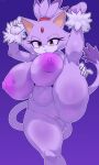 2025 5_fingers absurd_res ameliemercedez anthro areola big_breasts blaze_the_cat breasts domestic_cat felid feline felis female female_anthro fingers flexible forehead_gem fur gem genitals hi_res huge_breasts looking_at_viewer mammal nipples nude nude_anthro nude_female outline purple_areola purple_background purple_body purple_fur purple_nipples purple_tail sega simple_background solo sonic_the_hedgehog_(series) splits spread_legs spreading tail vulva white_outline