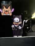  >_< 2boys animal_ears black_suit bow bowtie call_of_duty call_of_duty:_modern_warfare_2 cat_ears cat_tail dog_boy fan_screaming_at_madison_beer_(meme) furrification furry furry_male ghost_(modern_warfare_2) glowstick heart heart_in_mouth highres holding holding_glowstick instrument male_focus meme multiple_boys open_mouth red_bow red_bowtie remiebear soap_(modern_warfare_2) suit tail triangle_(instrument) tuxedo 
