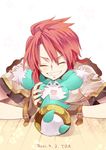  bad_id bad_pixiv_id closed_eyes fingerless_gloves gloves luke_fon_fabre male_focus mieu red_hair tales_of_(series) tales_of_the_abyss tankensya 