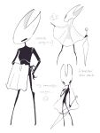3:4 anthro arthropod butt cloak clothing cranestring828 dated digital_drawing_(artwork) digital_media_(artwork) english_text featureless_chest featureless_crotch female flat_chested flower hi_res holding_object holding_weapon hollow_knight_(franchise) hornet's_needle hornet_(hollow_knight) line_art model_sheet monochrome narrowed_eyes nude on_ground plant pose segmented_body signature simple_background solo source_request standing team_cherry text unavailable_at_source weapon
