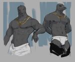 abstract_background anthro black_body black_scales bottomwear bottomwear_down clothed clothing colored_sketch darkened_nipples epic_games fortnite gold_(metal) gold_jewelry guide_lines hand_behind_back jewelry komodo_dragon lizard male monitor_lizard muscular muscular_anthro necklace nipples pants pants_down partially_clothed reptile scales scalie sketch solo thick_neck thunder_(fortnite) tongue tongue_out towel underwear white_clothing white_underwear wowsibart