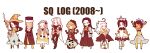  1boy 6+girls ahoge apron armor arms_up artelinde_(sekaiju) bandeau boots braid braided_beard buttons cloak closed_eyes closed_mouth coat commentary_request creature crown curtained_hair dark-skinned_female dark_skin dress eclair_(sekaiju) facial_hair flower full_body hair_flower hair_ornament hakama hakama_skirt hat high_lagaard_no_koujo_(sekaiju) hood hood_up hooded_cloak japanese_clothes kiguchi_(aprico) legs_apart mandrake_(sekaiju) marion_(sekaiju) multiple_girls navel old old_man one_eye_closed open_mouth ponytail pout reischtz_(sekaiju) ren_(sekaiju) scar scar_on_face scar_on_forehead sekaiju_no_meikyuu sekaiju_no_meikyuu_1 sekaiju_no_meikyuu_2 simple_background sirar_(sekaiju) sirka_(sekaiju) skirt standing sunflower sunflower_hair_ornament tusukur_(sekaiju) twin_braids ushanka white_background witch_hat 