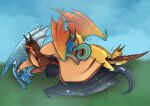 2026 ambiguous_gender claws clay_(wof) dragon european_mythology eyes_closed facial_horn feral glory_(wof) group hi_res holding_another's_tail holding_tail horn hybrid lying lying_on_another markings mudwing_(wof) mythological_creature mythological_scalie mythology nightwing_(wof) nose_horn on_front open_wings rainwing_(wof) sandwing_(wof) scalie seawing_(wof) sky sleeping sofielob sound_effects spikes spikes_(anatomy) starflight_(wof) sunny_(wof) tail tsunami_(wof) vowelless vowelless_sound_effect western_dragon wings_of_fire zzz