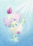 2022 anthro biped blue_eyes bracelet bubble claws clothing colored_pencil_(artwork) dragon_koopa eyelashes female finger_claws footwear foreshortening gold_(metal) gold_bracelet gold_jewelry hi_res high_heels japanese_description jewelry koopa koopaling mario_bros mostly_nude mouth_closed neutral_expression nintendo perspective pink_bow pink_clothing pink_footwear pink_high_heels pink_shell polka_dot_bow ribbon1984 scalie shell shoes solo swimming traditional_media_(artwork) underwater water wendy_o._koopa yellow_body