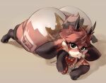 2026 absurd_res ambiguous_anthro ambiguous_gender anthro antlers atlyss big_butt biped black_antlers black_nose bottomless bottomless_ambiguous bottomless_anthro butt cervine cheek_tuft clothed clothing crown deer digital_media_(artwork) facial_tuft fenceil floppy_ears fur gloves_(marking) hair headgear hi_res horn huge_butt hyper hyper_butt leg_markings looking_at_viewer lop_ears mammal markings multicolored_body multicolored_fur poon_(atlyss) red_body red_fur red_hair simple_background socks_(marking) solo tribal tribal_markings tuft two_tone_body two_tone_fur white_body white_fur