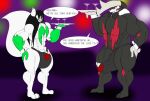 anthro big_penis black_hair brad_the_excadrill clothing duo english_text excadrill generation_3_pokemon generation_5_pokemon genitals hair huge_penis male muscular muscular_male nintendo penis pokemon pokemon_(species) riku9797 riku_(riku9797) text underwear zangoose