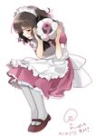  absurdres bad_id bad_pixiv_id ball blush brown_eyes brown_hair crossdressing embarrassed full_body hiding highres igaaaaa inazuma_eleven_(series) inazuma_eleven_go maid maid_headdress male_focus mary_janes otoko_no_ko pantyhose shindou_takuto shoes soccer_ball solo telstar white_background 