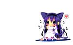  :3 akemi_homura animal_ears blush catgirl chibi hina_hina kyuubee long_hair mahou_shoujo_madoka_magica purple_eyes purple_hair red_eyes tail white 