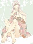  bleach long_hair naked nude smile solo toriniku_(tag_2m) ukitake_juushirou ukitake_jyuushirou white_hair 