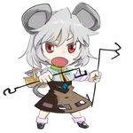  animal_ears capelet chibi dowsing_rod grey_hair mouse_ears mouse_tail nazrin open_mouth red_eyes sape_(saperon_black) short_hair solo tail touhou 