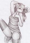  black_and_white dialogue dress english_text female ferret greyscale looking_at_viewer mammal monochrome mustelid pussy rainbowshaven rio_noelani sketch solo text upskirt 
