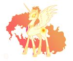  alicorn cutie_mark equine female feral fire flowing_mane friendship_is_magic glowing glowing_eyes hair horn horse mammal my_little_pony orange_hair pale_yellow_body pony princess_celestia_(mlp) red_hair solo spyrothefox sun_cutie_mark winged_unicorn wings 